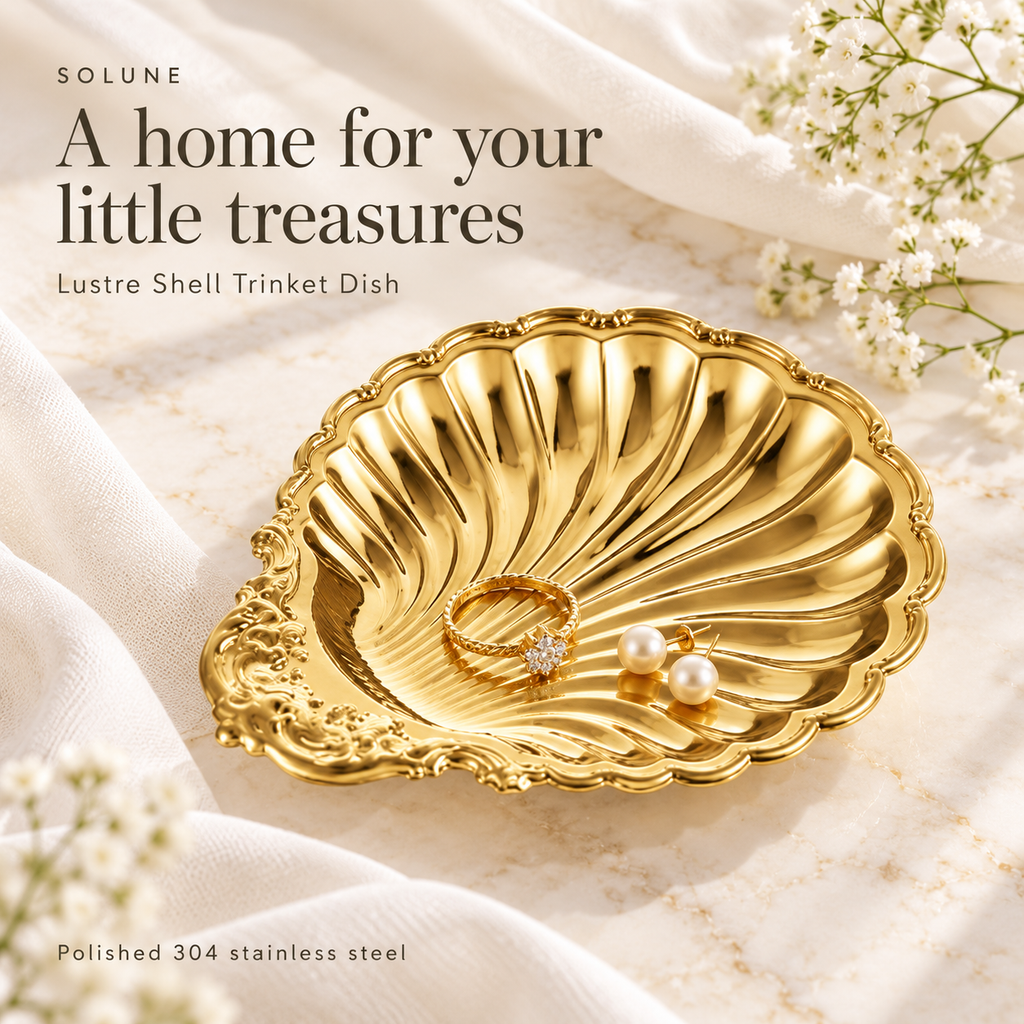 Lustre Shell Trinket Dish – Polished 304 Stainless Steel