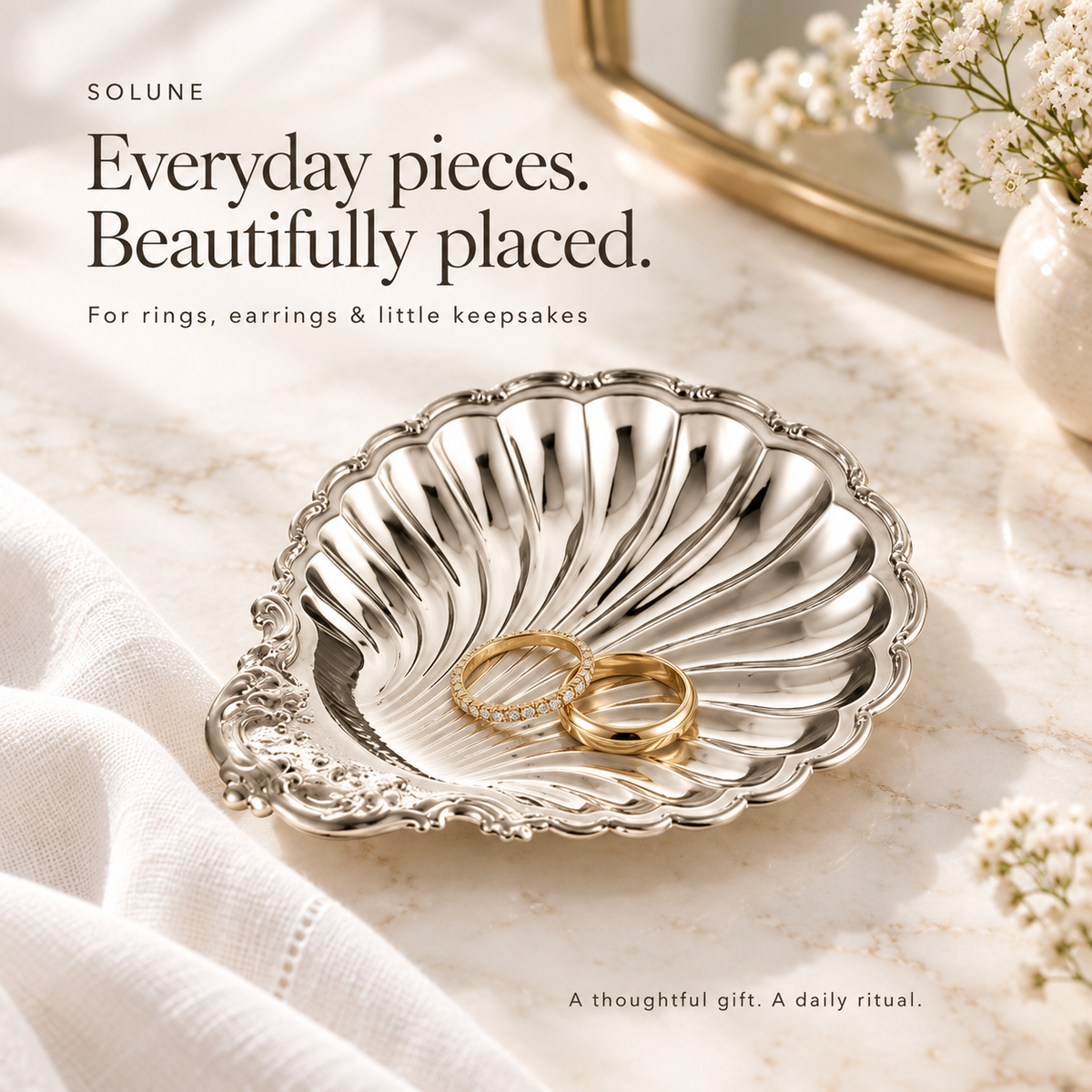 Lustre Shell Trinket Dish – Polished 304 Stainless Steel