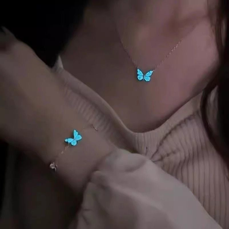Whispering Forest Butterfly Glow Necklace — Fairycore Nature Jewelry