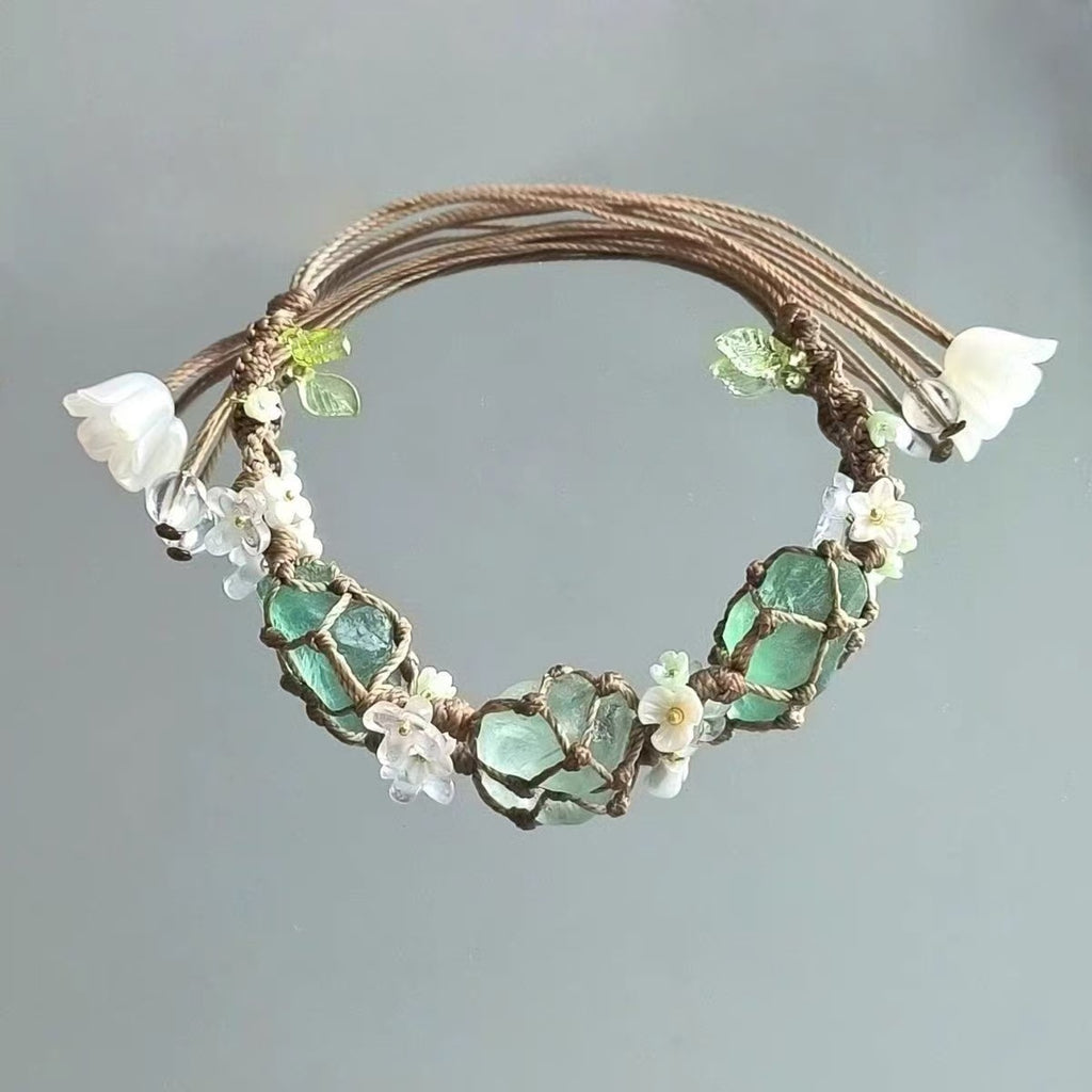 Enchanted Garden Woven Beaded Bracelet — Fairycore Nature Jewelry