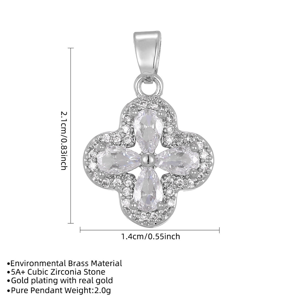 Lucky Clover Zircon Necklace — Four-Leaf Clover Pendant Jewelry