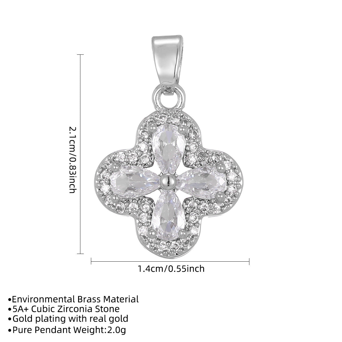 Lucky Clover Zircon Necklace — Four-Leaf Clover Pendant Jewelry