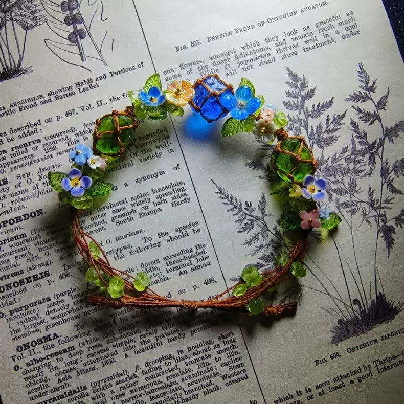 Enchanted Garden Woven Beaded Bracelet — Fairycore Nature Jewelry