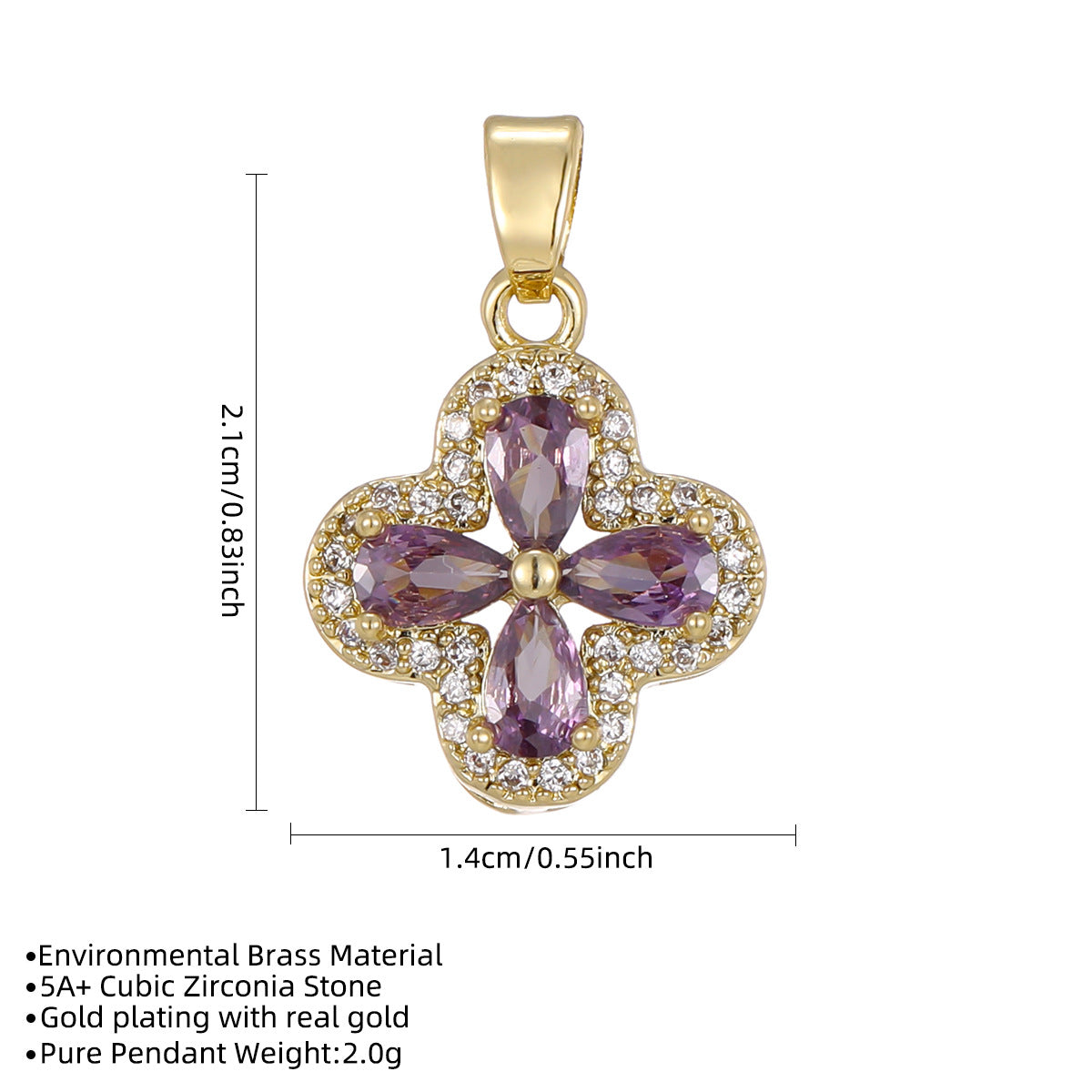 Lucky Clover Zircon Necklace — Four-Leaf Clover Pendant Jewelry