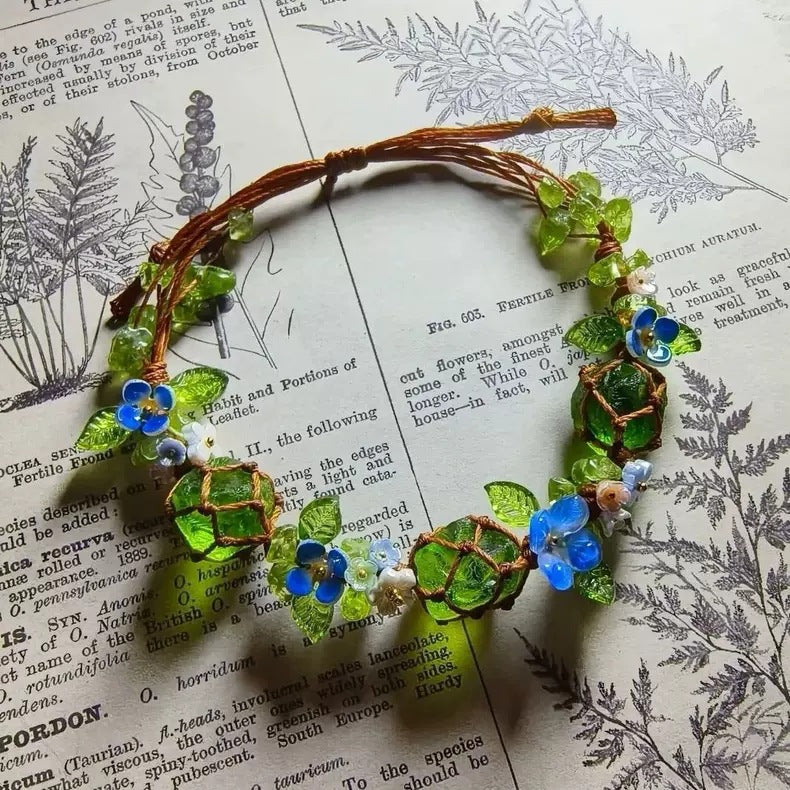 Enchanted Garden Woven Beaded Bracelet — Fairycore Nature Jewelry
