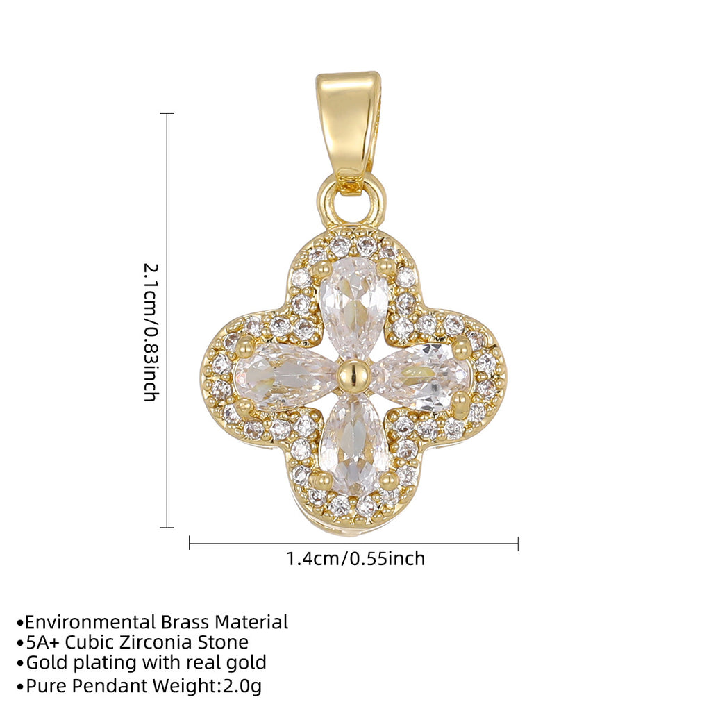 Lucky Clover Zircon Necklace — Four-Leaf Clover Pendant Jewelry