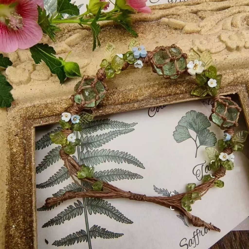 Enchanted Garden Woven Beaded Bracelet — Fairycore Nature Jewelry