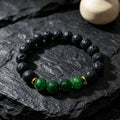 Midnight Grove Black & Green Beaded Bracelet — Unisex Minimalist Jewelry