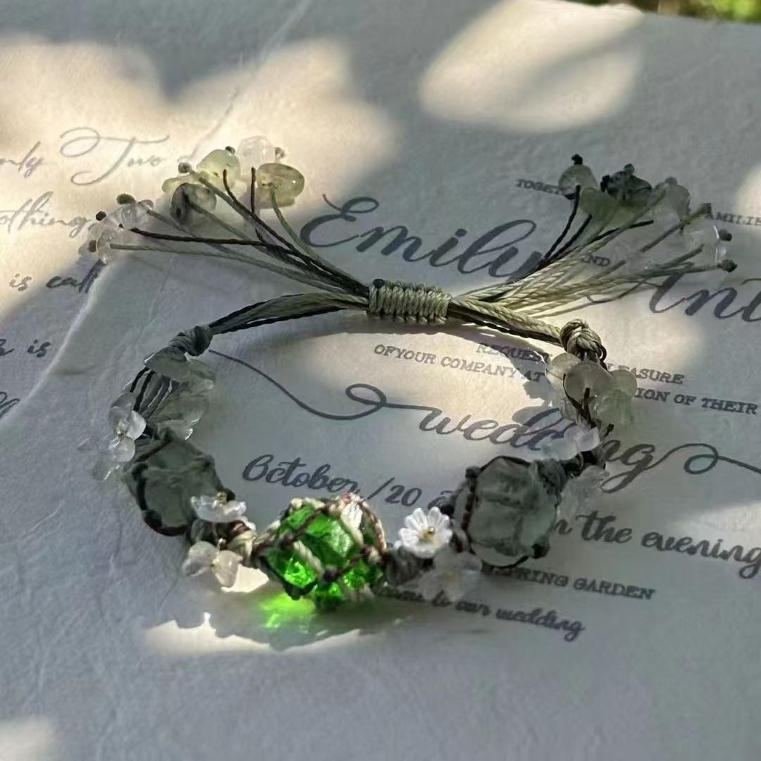 Enchanted Garden Woven Beaded Bracelet — Fairycore Nature Jewelry