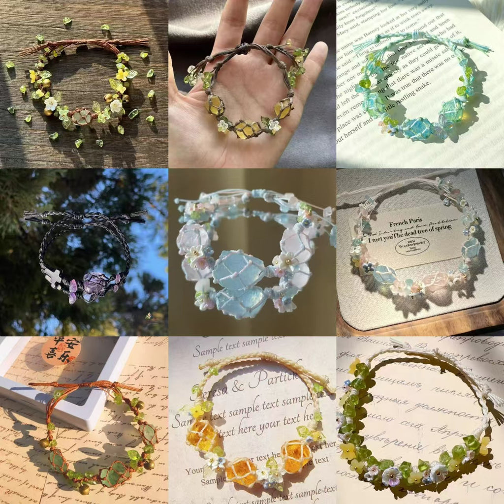 Enchanted Garden Woven Beaded Bracelet — Fairycore Nature Jewelry