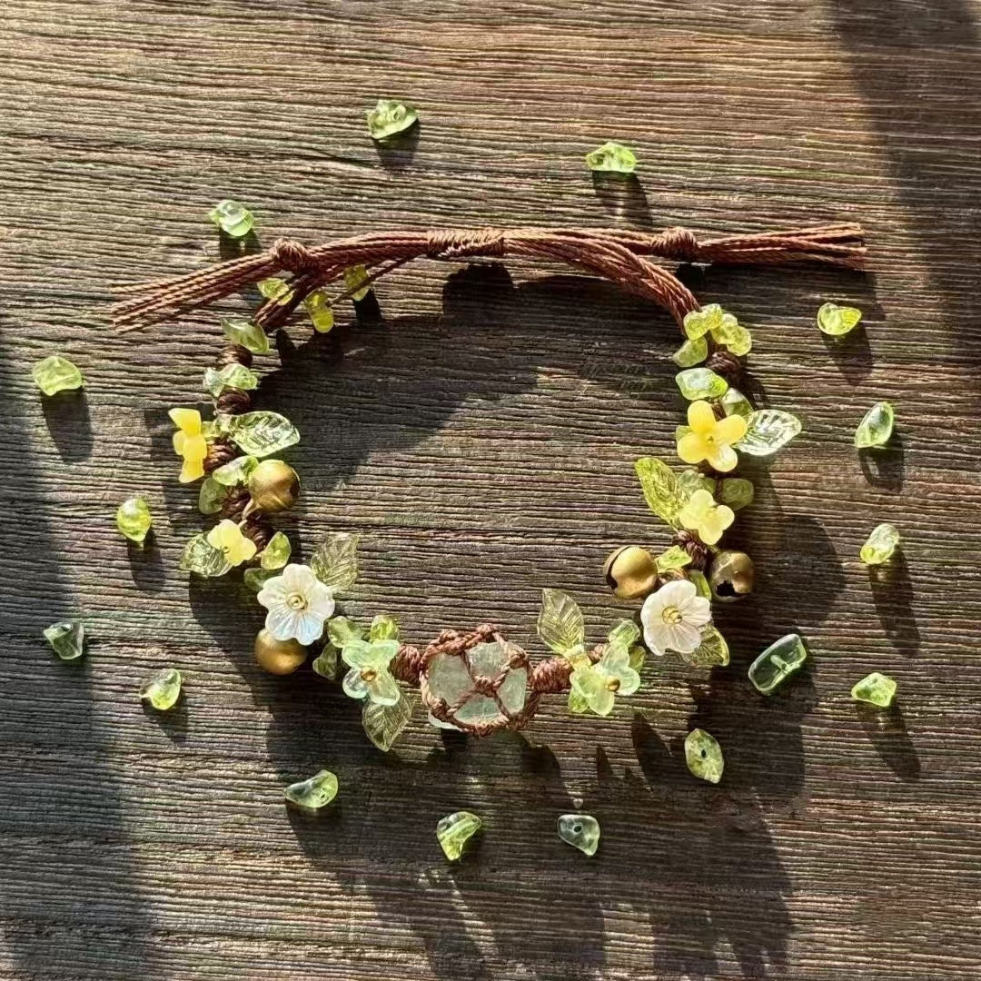 Enchanted Garden Woven Beaded Bracelet — Fairycore Nature Jewelry