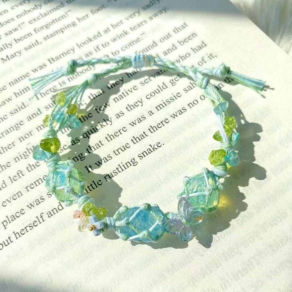 Enchanted Garden Woven Beaded Bracelet — Fairycore Nature Jewelry
