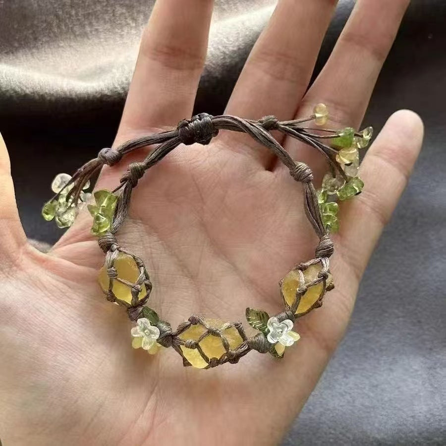 Enchanted Garden Woven Beaded Bracelet — Fairycore Nature Jewelry
